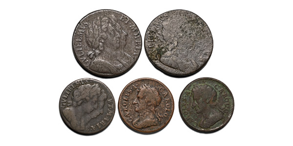 Mixed Group of Five [5] Early English Milled Coins.