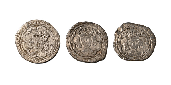 Group of Three [3] English Hammered AR Halfgroats of Canterbury
