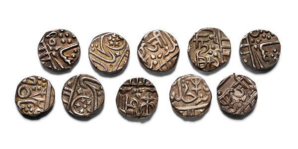 India. Group of Ten [10] Princely States AR Coins.