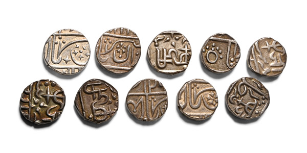 India. Group of Ten [10] Princely States AR Coins.