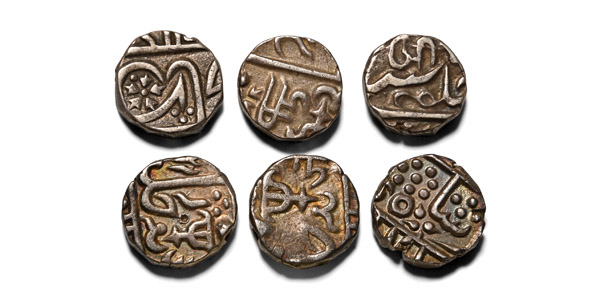 India. Group of Six [6] Princely States AR Coins.