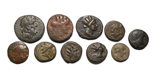 Group of Ten [10] AE Greek Coins.