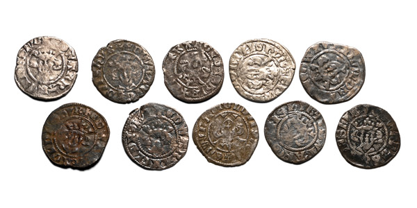 Group of Ten [10] Edward I-III English Medieval AR Hammered Pennies.