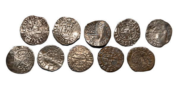 Group of Ten [10] Edward I-III English Medieval AR Hammered Pennies.