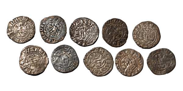 Group of Ten [10] Edward I-III English Medieval AR Hammered Pennies.
