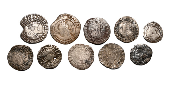 Group of Ten [10] Tudor and Stuart English AR Hammered Coins.