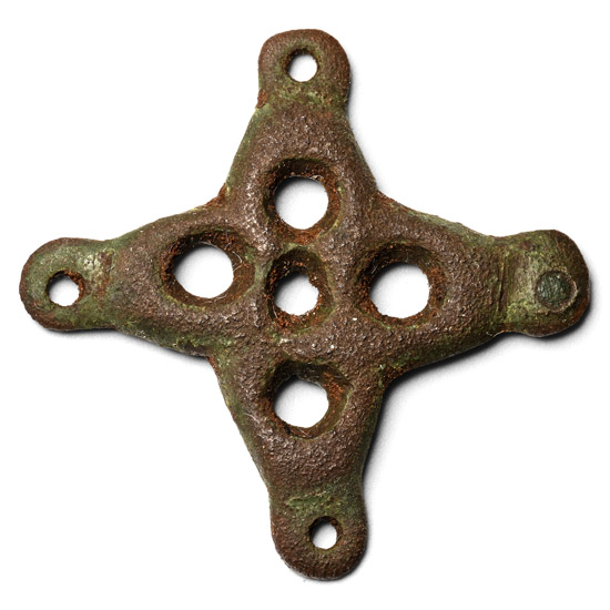 Anglo-Scandinavian Viking Bronze Openwork Cross Mount
