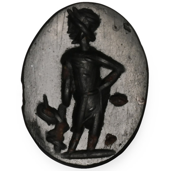 Roman Dark Green Gemstone with Asclepius