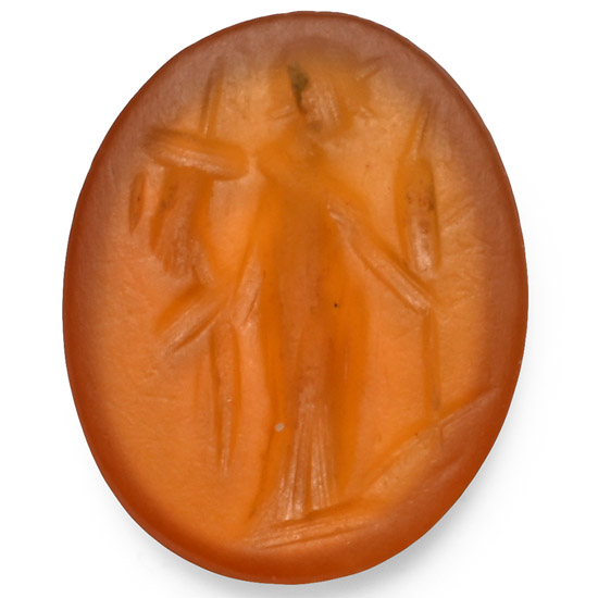 Roman Carnelian Gemstone with the Goddess Demeter Standing
