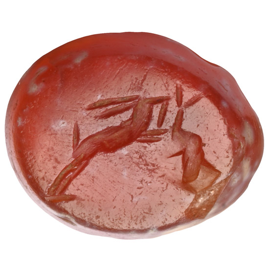 Roman Carnelian Gemstone with Leaping Rabbit