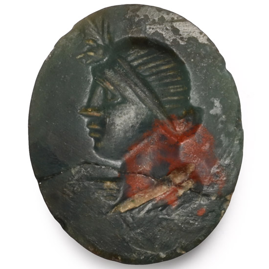 Roman Bloodstone Gem with Head of Isis