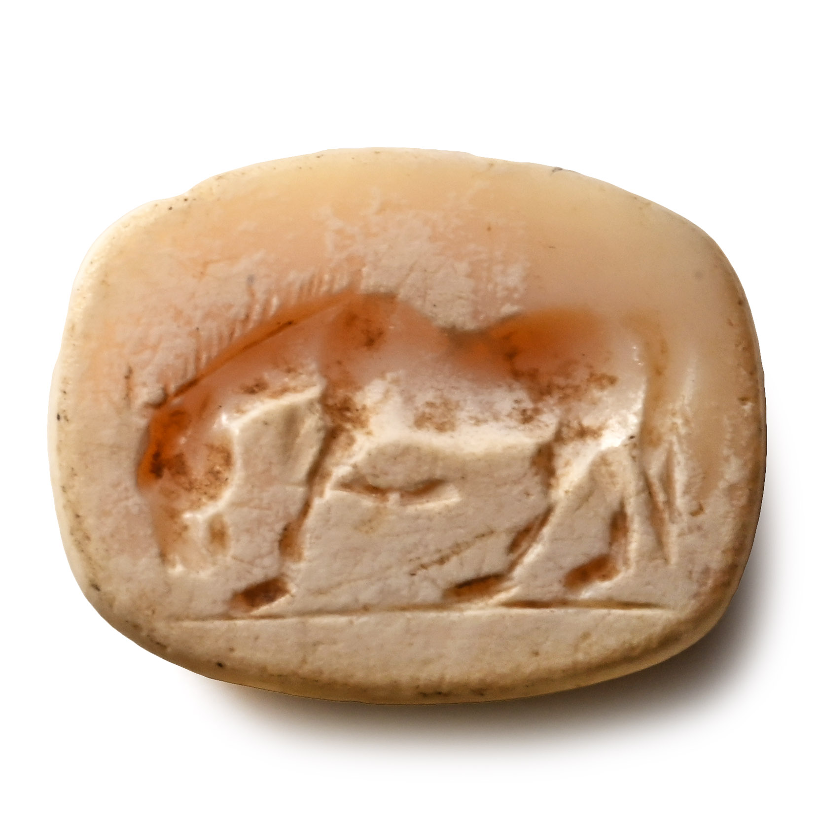 Roman Cream Gemstone with Grazing Horse