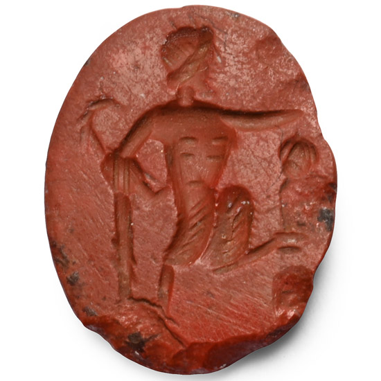 Roman Red Jasper Gemstone with Pan