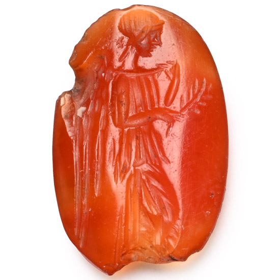 Roman Carnelian Gemstone with Goddess Nemesis Victoria