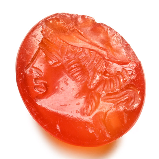Greek Carnelian Gemstone with Head of Dionysos