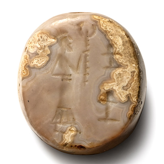Western Asiatic Banded Agate Gemstone with God Holding Sceptre