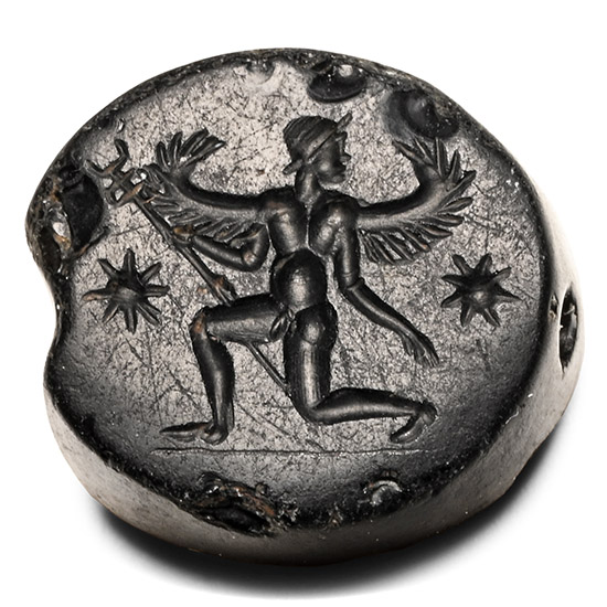 Western Asiatic Black Gemstone with Winged Genius