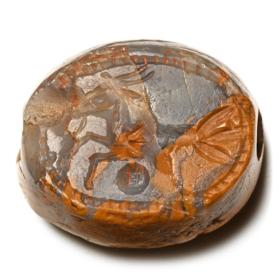 Graeco-Roman Variegated Agate Gemstone with Capricorn