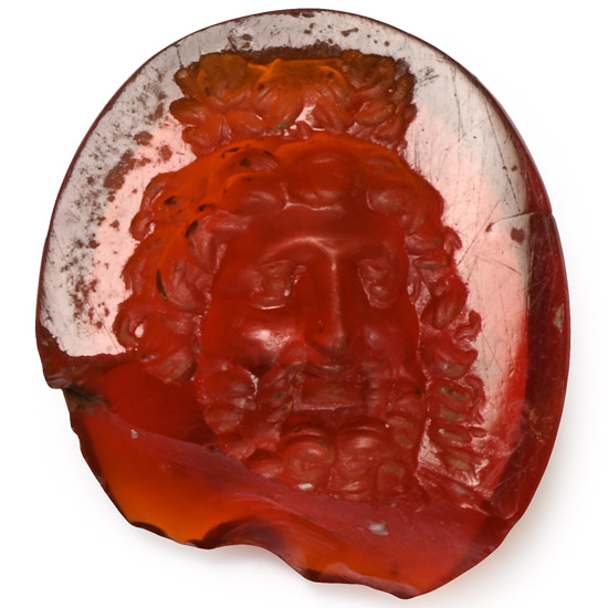 Roman Carnelian Gemstone with Bust of Serapis