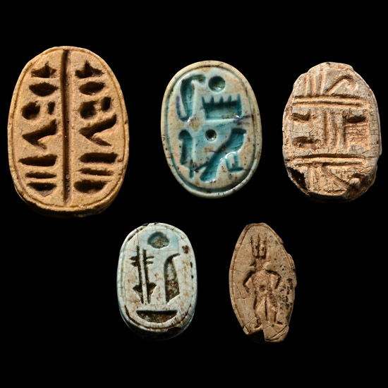 Egyptian and Phoenician Stone Scarab and Cowroid Group