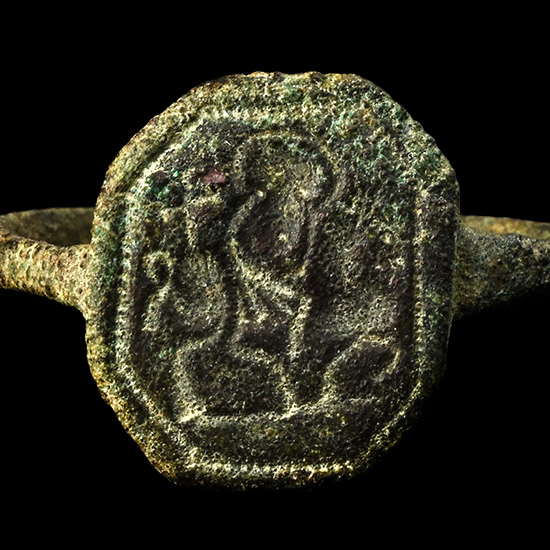 Byzantine Bronze Ring with Saint