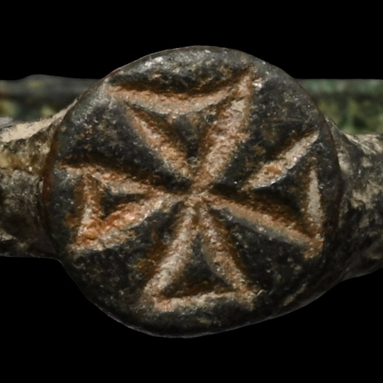 Byzantine Bronze Ring with Cross