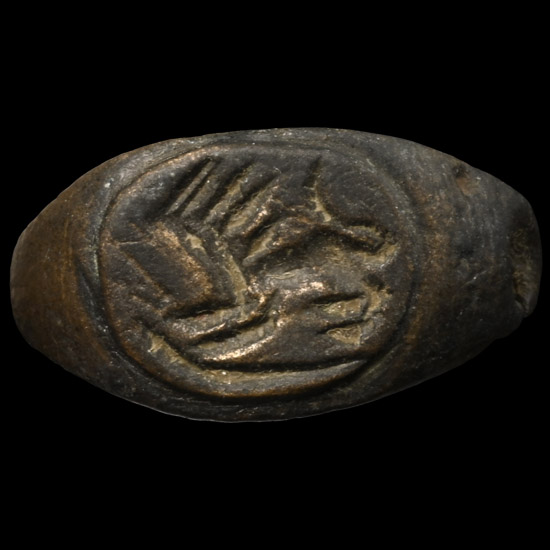 Byzantine Bronze Ring with Lion