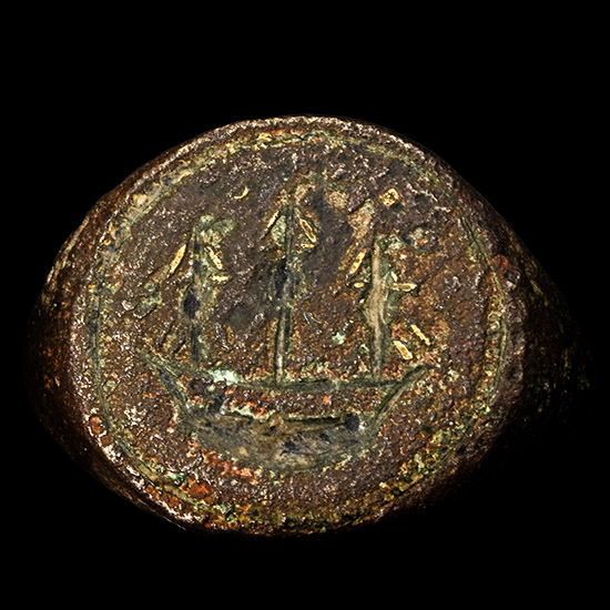 Tudor Period Bronze Ring with Ship