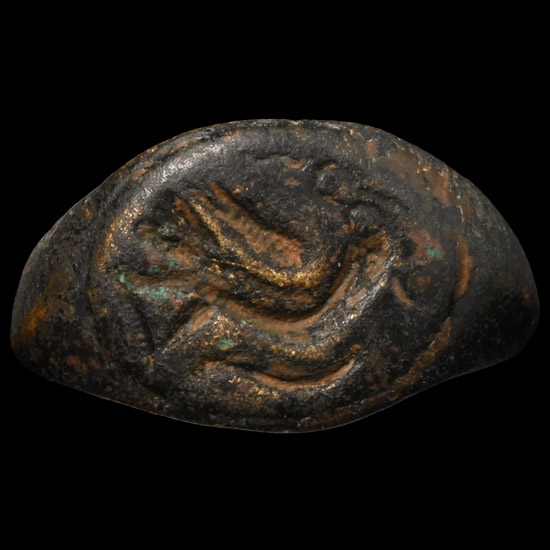 Byzantine Bronze Ring with Dove