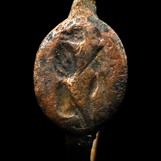 Large Greek Bronze Ring with Combat Scene
