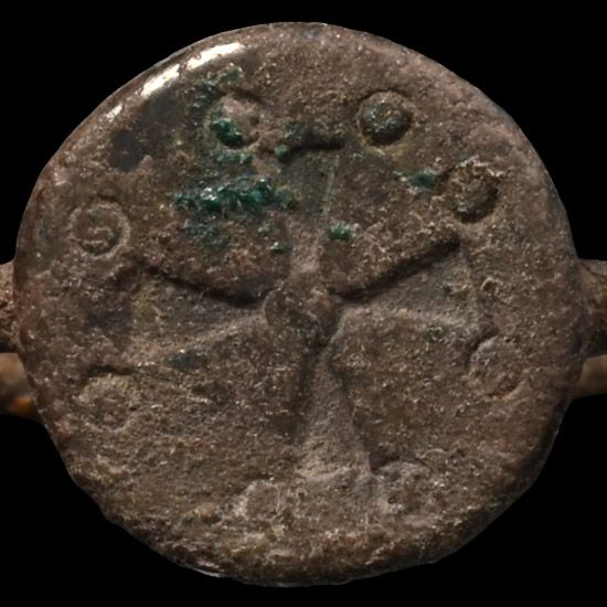 Byzantine Bronze Ring with Cross