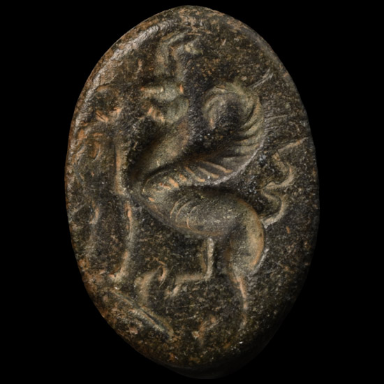 Large Greek Bronze Ring Bezel with Gryphon