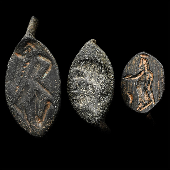Greek Bronze Ring Bezel Group