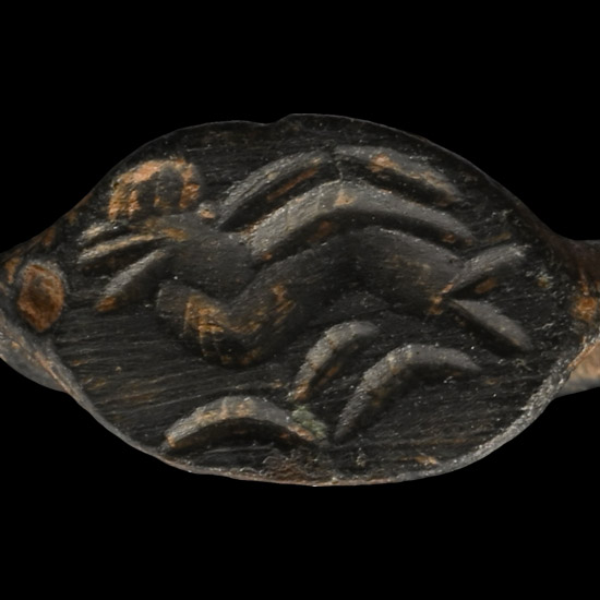 Greek Childs Bronze Ring with Animal
