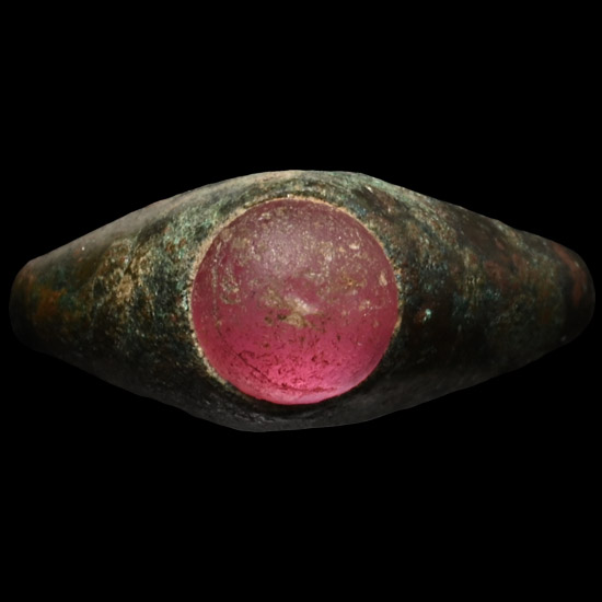 Byzantine Bronze Ring with Pink Cabochon