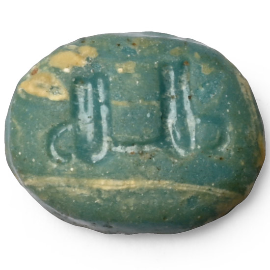 Western Asiatic Pale Blue Glass Calligraphic Gem