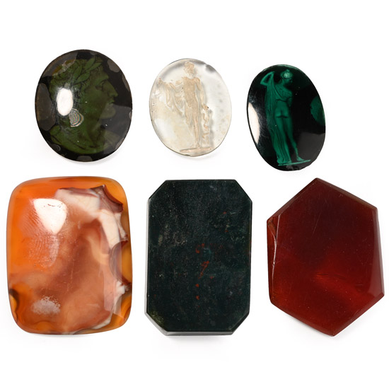 Post Medieval Stone and Glass Plaque Group