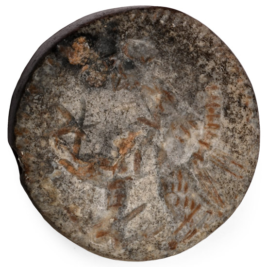 Western Asiatic Grey Stone Stamp Seal with Seated Figure