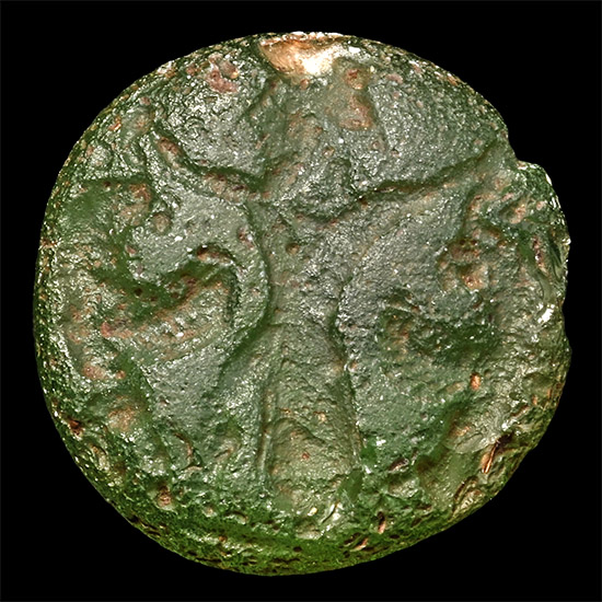 Western Asiatic Glass Stamp Seal with Deity and Animals