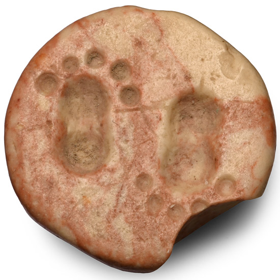 Western Asiatic Pink Marble Amuletic Stamp Seal with Feet