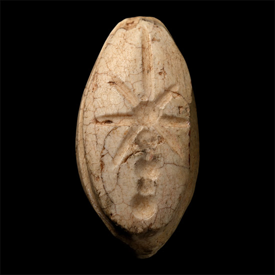 Phoenician Cream Stone Scaraboid Stamp Seal with Star on Sceptre