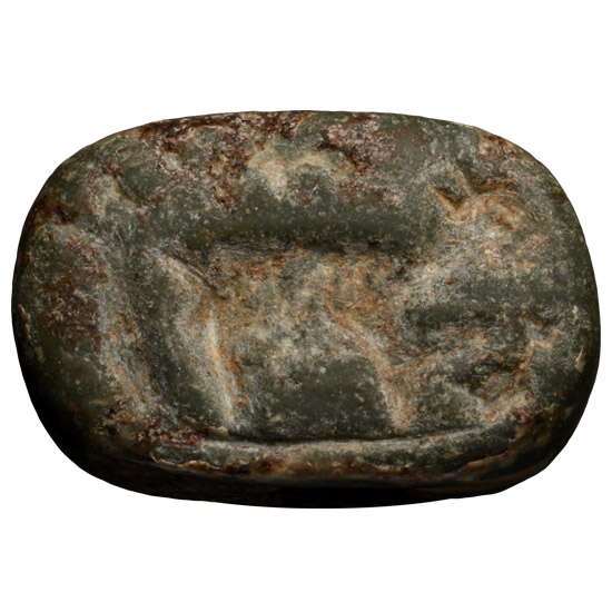 Western Asiatic Striped Stone Stamp Seal with Bull