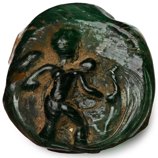 Roman Glass Vessel Roundel Seal with Deity