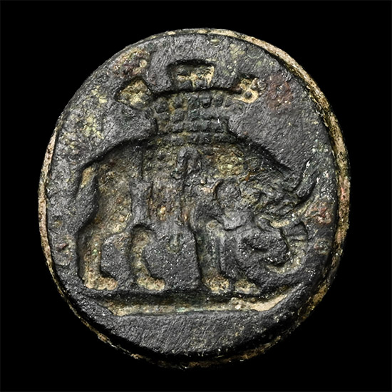 Indian Bronze Seal Matrix with Elephant