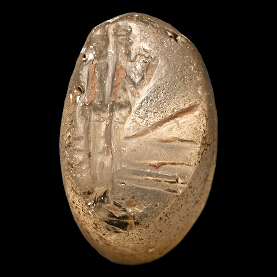 Neo-Babylonian Rock Crystal Stamp Seal with Figure