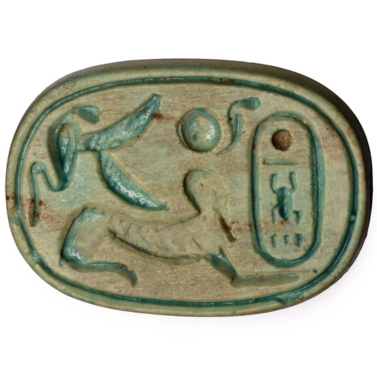 Egyptian Glazed Steatite Plaque with Thutmosis IV Cartouche and Hieroglyphs