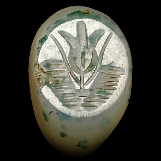 Sasanian Moss Agate Stamp Seal with Flower