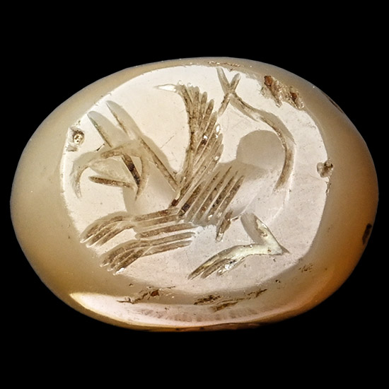 Sasanian Agate Stamp Seal with Gryphon