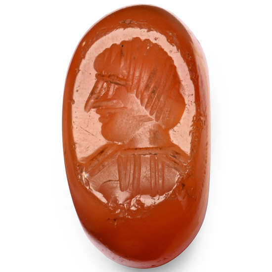 Sasanian Carnelian Stamp Seal with Bust