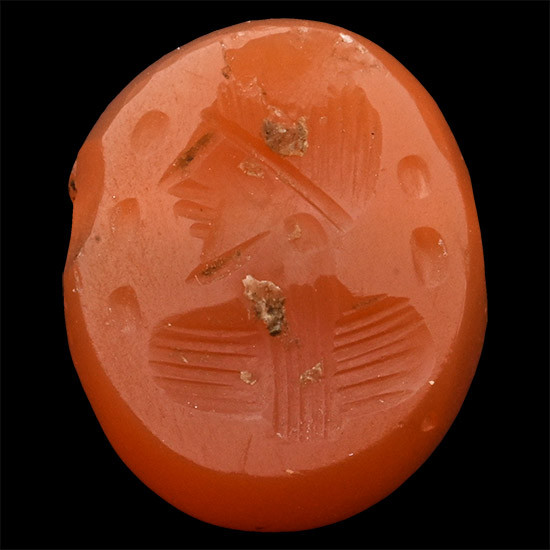 Sasanian Carnelian Stamp Seal with Bust